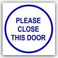 1 x Please Close This Door-87mm,Blue on White-Health and Safety Security Door Warning Sticker Sign-87mm,Blue on White-Health and Safety Security Door Warning Sticker Sign